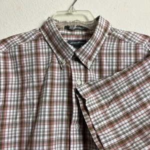 Camisa Para Hombre Eddie Bauer Grande Calce Clásico A Cuadros Abotonada Manga Corta - Imagen 1 de 10