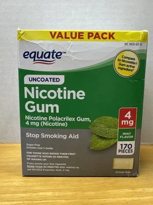 Equate Nicotine Gum Coated Cool Mint Flavor 4 Mg 170 Count EXP 5/26+ - Image 1 of 4