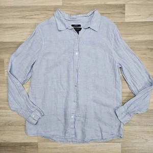 Tahari Damen Bluse hellblau Leinen Knopfleiste Größe XL Langarm - Bild 1 von 9