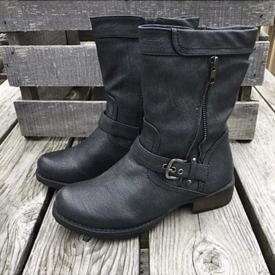 Luichiny Black Leather Moto Boots SZ 5! NEW! - Image 1 of 4