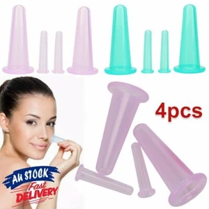 4Pc/set Cup Lifting Vacuum Suction Massage Facial Face Silicone Cupping TK - Picture 1 of 12