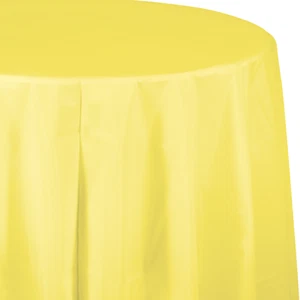 Round Tablecloth Round Plastic Tablecloth Yellow Party Supply 82" - Picture 1 of 2