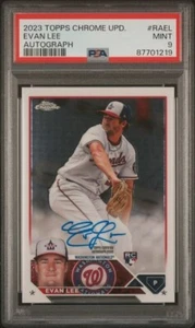 2023 TOPPS CHROME UPDATE EVAN LEE ROOKIE RC AUTO PSA 9 MINT WASHINGTON NATIONALS - Picture 1 of 2