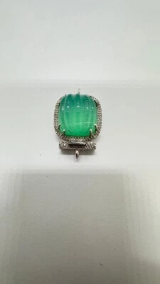Clasp of Genuine GREEN CALCITE/Natural DIAMOND/W20MM/L31MM/H13MM/11.490 Gr./$450 - Image 1 of 4