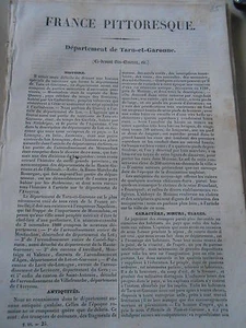 1835 Le Dpt du Tarn et Garonne - 1 Carte 6 Gravures + texte 16 pages - Picture 1 of 3