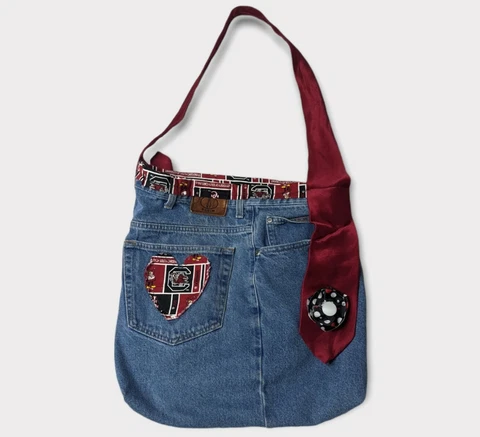 NCAA University of South Carolina Denim Tote Gamecocks Jean Purse Handbag Cover