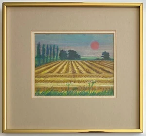 Helen Webber - original, signed, framed pastel on paper "Stubble Field-Evening" - Picture 1 of 5