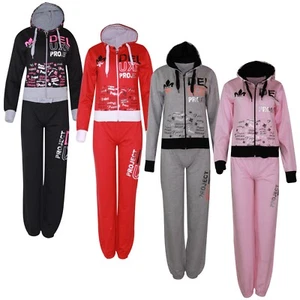 Mujer Capucha Polar Corredor Trotar Chándal Completo Top Fondo Talla S M L XL - Picture 1 of 9