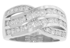 2.50 ct Ladies Round Cut Diamond Anniversary Ring In Two Row Channel Setting - Picture 1 of 4