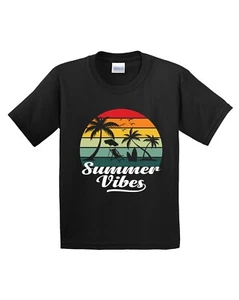 Summer Beach Vibes Kid's T-Shirt Holiday USA Cool Party Funny New Gift Tee - Picture 1 of 13
