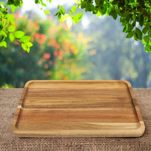 Solid Wood Dessert Plate Fruit Serving Tray Kitchen Bread For Eating - Picture 1 of 12