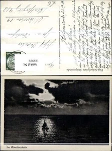 188989,Polen Ustka Stolpmünde i. Mondschein Segelschiff  - Picture 1 of 1