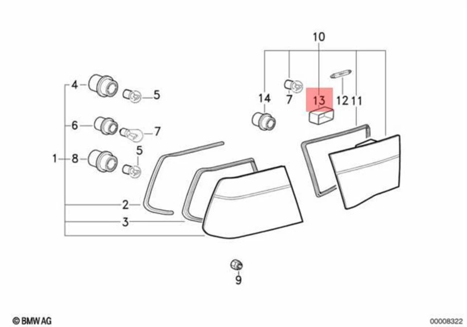 Tapa maletero luz maletero original BMW M5 E31 E34 518i 520i 63311389613 Foto 1 de 1