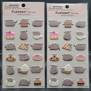 Lot of 2 Pusheen the Cat Puffy Stickers Sets of 18 by Gund Cute Cat Kitty Kitten - Picture 1 of 5