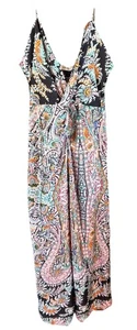 Women's Small Millibon USA Silky Jumpsuit Floral 14" Wide Leg Mid Calf Camisole - Picture 1 of 15