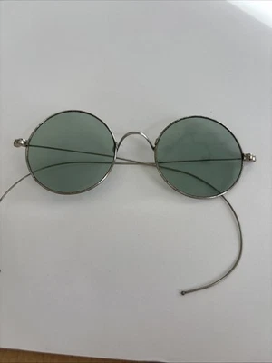 Antique Willson Round Silver Rim Sunglasses/spectacles With Aqua/Gray Lens. Rare - Image 1 of 4