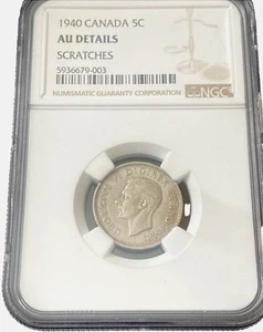 1940 Canada George V1 5 Cent Coin No mint mark NGC Graded. 🤩🤩 - Picture 1 of 7