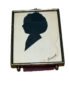 Vintage Young Girl Silhouette In Metal Frame Small Signed A Heinrich 1954-1955 - Picture 1 of 4