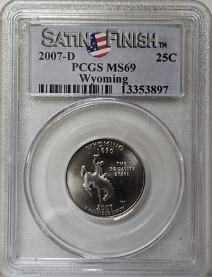 2007-D 25C PCGS MS69 - Clad  Satin Finish Wyoming Quarter - Image 1 of 2