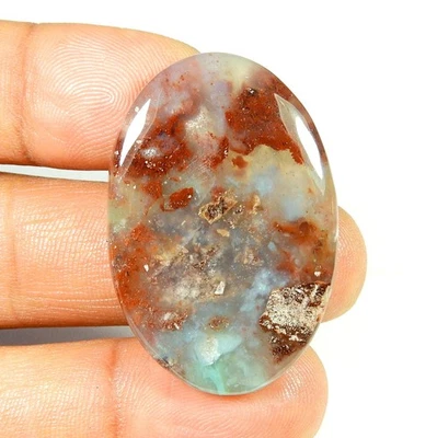 Cabujón Natural Verde Marrón Aquaprase Piedra Gemas Aqua Calcedonia 46 Cts #11655 Foto 1 de 4