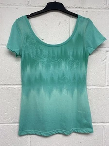O’Neill Light Green Floral Print Scoop Neck T-shirt Size M PK - Picture 1 of 6