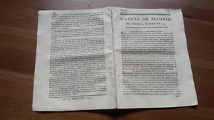 1793 Gazeta de Madrid Núm 8 del Viernes 25 de Enero Wyburgo Duren Bolonia Madrid - Picture 1 of 1