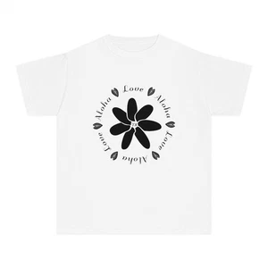 Youth Hawaiian Shirt Love & Aloha Midweight Casual Tee by Tracie Keolalani - Picture 1 of 12