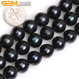 Perle d'eau douce véritable pierre naturelle perles rondes pour la fabrication de bijoux 15"11-12 mm