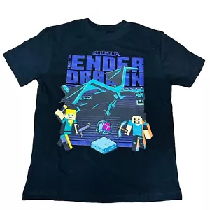 Minecraft Boy's Size 8 Ender Dragon Graphic T-Shirt Black - Picture 1 of 3