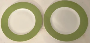 Two Crate & Barrel Hamptons Green Porcelain Salad Plates Minimalist Discontinued - Picture 1 of 3