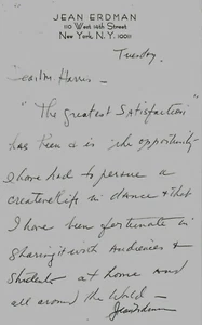 RARE! “Modern Dance Pioneer" Jean Erdman Hand Written Letter - Picture 1 of 1