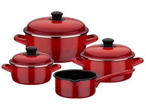 GSW Kochtopf-Set 7tlg. Shadow Stahl-Emaille (rot) - Bild 1 von 1