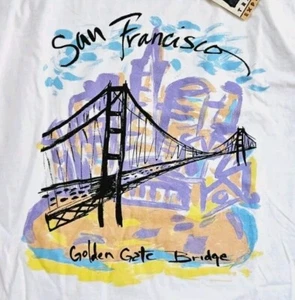 BNWT Vintage 90s Golden Gate Bridge San Francisco T Shirt Men' XL Single Stitch - Picture 1 of 9