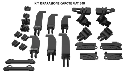 Kit completo riparazione capote fiat 500 Cabrio 26 guide tettuccio tettino 500c. - Image 1 of 4