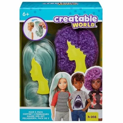 Creatable World 2-Pack Wig Set, Ice Blue Wavy Hair & Purple Curly Hair | h-208 - Image 1 of 3