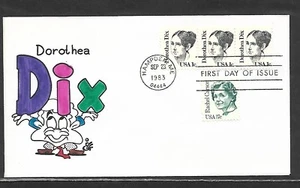 USA 1983 HAND PAINTED DOROTHEA DIX RICHARD ELLIS ANIMATED FIRST DAY COVER - Picture 1 of 1