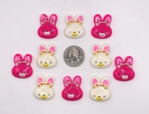 10 pcs x 1 1/8" Resin Bunny/Rabbit Flatback Embellishment for Card/Craft SB446M - Picture 1 of 1
