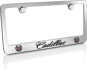 Cadillac Escalade Logo Mirror Chrome Stainless Steel License Plate Frame Holder - Picture 1 of 2