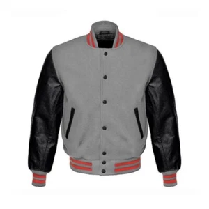 Chaqueta Varsity Letterman Manga de Lana y Cuero de Vaca Estilo Bombardero de Alta Calidad - Imagen 1 de 3
