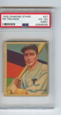 1934-36 Diamond Stars Pie Traynor Pittsburgh Pirates #27 ⭐️💥🎯 PSA Graded 4 MC - Image 1 of 3