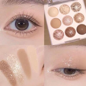 Korean 9 Colors Eyeshadow Palette Waterproof Matte/Glitter Eye Palette ξχ а R5C2 - Picture 1 of 27