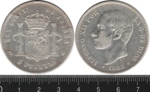Spain: 1885/87 5 Pesetas Alfonso XII silver - Picture 1 of 1
