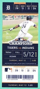 5-12-13 Indians at Tigers Unused Baseball Ticket   Pena Homerun - Picture 1 of 2