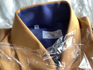 Delsiena mens casual shirt 42/16.5 gold/mustard button down collar - Picture 1 of 2