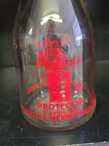 Arden One Quart Milk Bottle Vintage w/ great graphics Duraglas no chips dairy - Picture 1 of 6