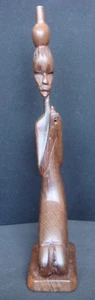 ANTIGUA FIGURA ESCULTURA TRIBAL AFRICANA TALLADA EN MADERA NATIVA ESTATUA NO.4 - Imagen 1 de 12