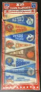 Vintage NFL AFL Mini Pennant Lot (16) IN ORIGINAL PACKAGE DOLPHINS, CHIEFS, BILL - Picture 1 of 6