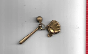vintage lot small copper colored key chain glove bat ball metal old - Picture 1 of 1