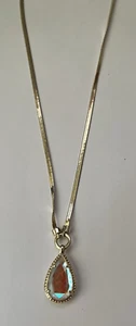Kendra Scott Sami Herringbone Necklace Gold Tone Dichroic Glass - Picture 1 of 6