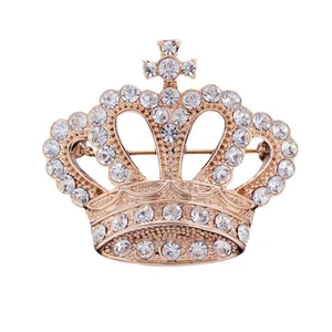 Silber/Gold plattiert Strass Kristall Krone Brosche Pin Hochzeit/Braut/Partei - Bild 1 von 9
